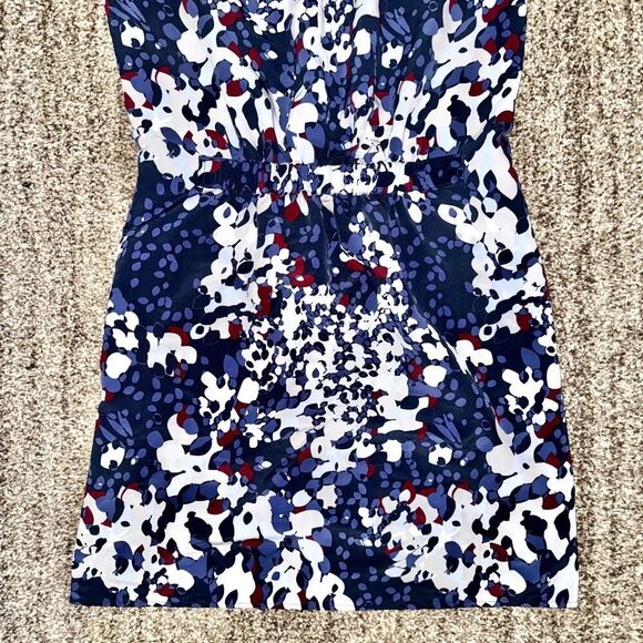 Banana Republic Women Short Sleeve Polyester Blue Multicolor Floral Mini Dress 4 - Picture 5 of 10